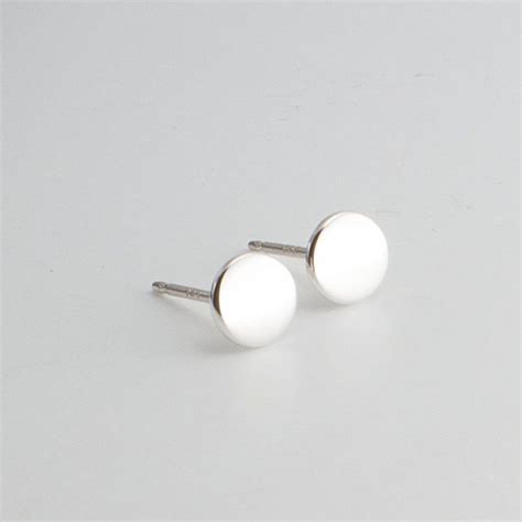 5mm Flat Disc Studs Tiny Earrings Modern Jewelry Round Disc Etsy