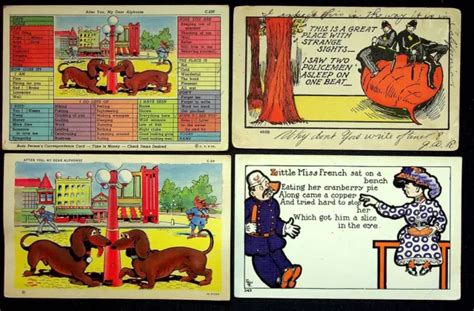 Police Officer Cop Copper Vintage Comic Postcard Lot Of 4 1900s