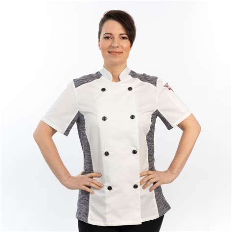 Women S Slim Short Sleeve Quick Cool Stretch Chef Coat Cw5631 White