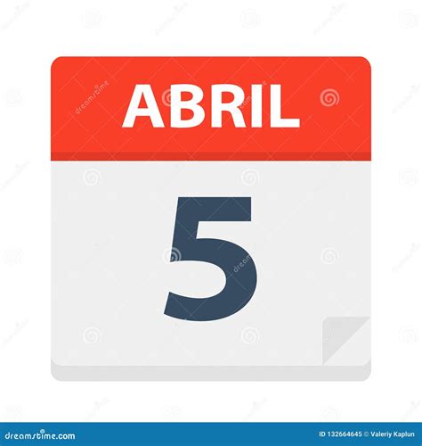 Abril 5 Calendar Icon April 5 Vector Illustration Of Spanish