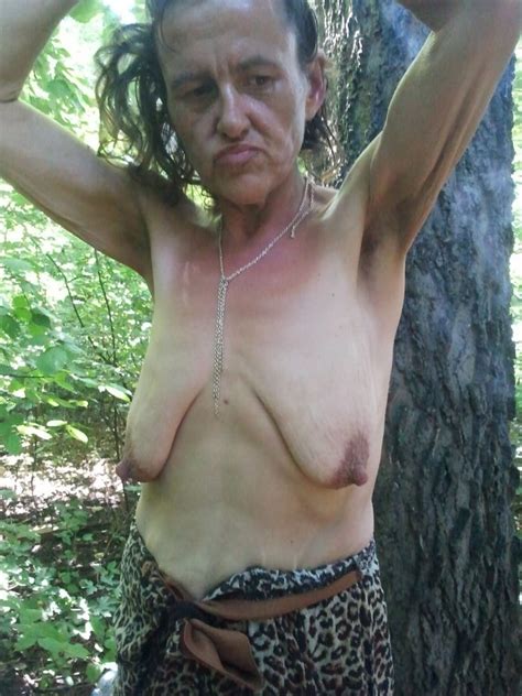 Ugly Homeless Granny In Forest 11 Immagini