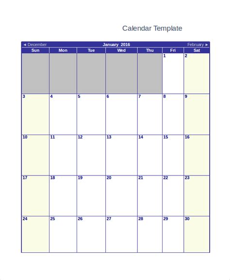 Blank Monthly Calendar Monthly Calendar Template Blan