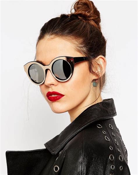 asos round sunglasses with metallic insert and flash lens at asos round sunglasses gold