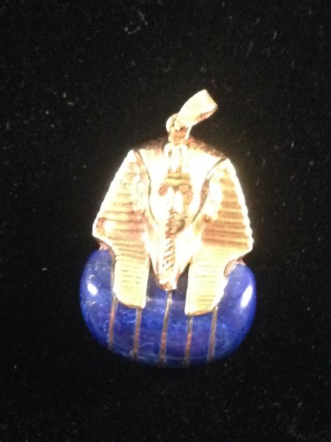 18k King Tut Pendant With Lapis Blue Colored Stones Middle Etsy Canada