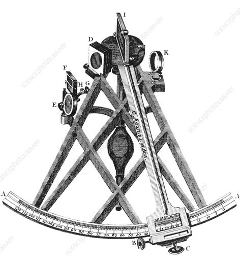 engraving of a sextant designed by john hadley stock image r102