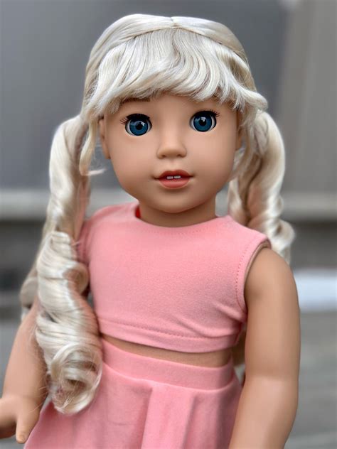 Custom Doll Wig For 18 American Girl Dolls Vegan Mohair Fits 10 11 Head Size Stretch Cap Og