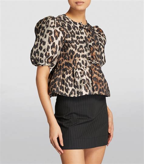 ganni multi leopard print blouse harrods uk