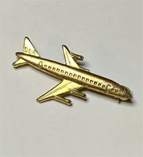 Vintage Mcdonnell Douglas Dc8 Gold Tone Airplane Pin 1000 Picclick