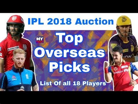 List of confirmed players and teams for this year's tournament. IPL 2018 Auction : Top Overseas & Foreign Players Picks ...