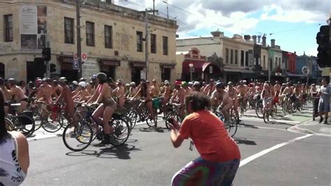 Naked Cyclists Take Over Fitzroy Melbourne Youtube