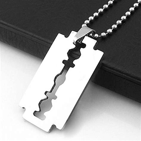 Steel Razor Blade Necklace With Ball Chain Barber Salon Supply