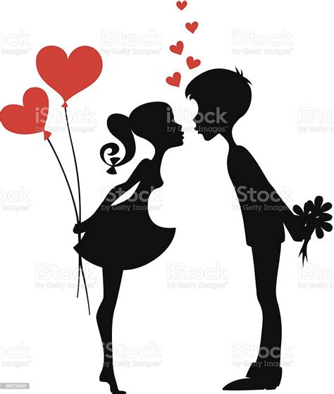 Silhouette Of A Couple In Love Stock Illustration Download Image Now