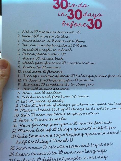 30th Birthday 30 Things To Do In 30 Days Before Turning 30 A Fun List