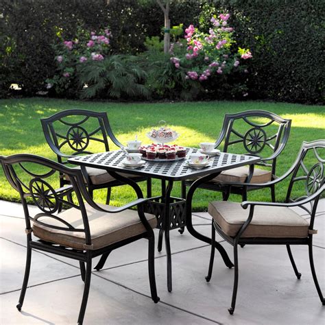 Darlee Ten Star 5 Piece Cast Aluminum Patio Dining Set With Square