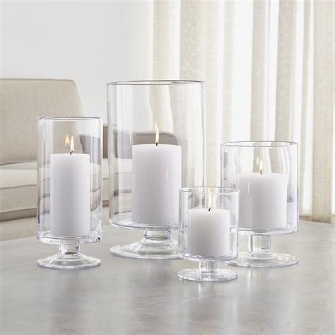London Glass Hurricane Candle Holders Crate And Barrel Glass