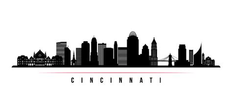 Cincinnati Skyline Horizontal Banner Black And White Silhouette Of
