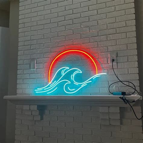 Sunset Wave Led Neon Signtwall Decorcustom Signneon Etsy
