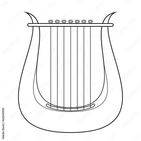 Easy Coloring Cartoon Vector Illustration Of A Lyre Isolated On White