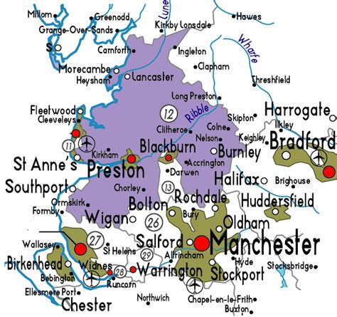 Map Of Lancashire In England Useful Information About Lancashire