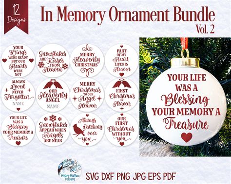 In Memory Christmas Ornament Svg Bundle Vol 2 Round Memorial Etsy