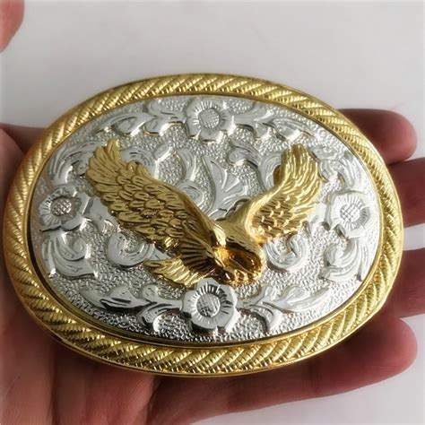 Retail 2018 New Oval Cool Lace Gold Eagle Cowboys Belt Buckle With 94