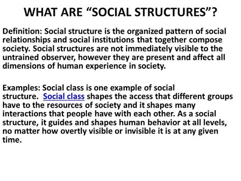 Définition Structure Sociale Ses Description De La Structure Sociale