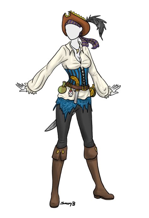 Female Pirate Outfit Drawing Finelineartdrawingsshape