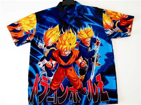 Dragon ball z follows the adventures of goku who, along with the z warriors, defends the earth against evil. Dragon Ball Z Japanese Anime Button-Front Camp Shirt Mens ...