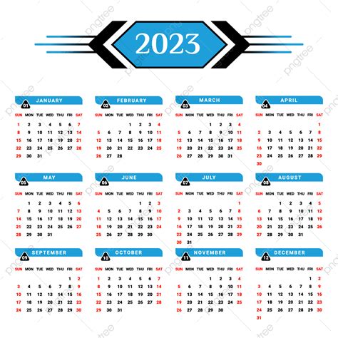 2023 Calendar With Skyblue And Black Unique Style Calendar 2023