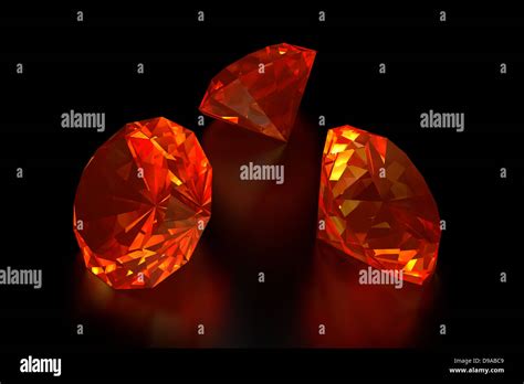 3d Fire Diamonds 3 Gems Black Background Stock Photo 57391497 Alamy