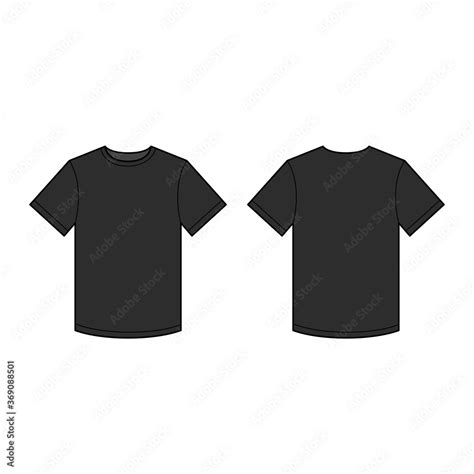 Black Mens T Shirt Template Front And Back View Vector Illustration