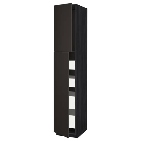 METOD / MAXIMERA Armoire 2 portes/4 tiroirs, noir, Kungsbacka anthracite, 40x60x220 cm - IKEA