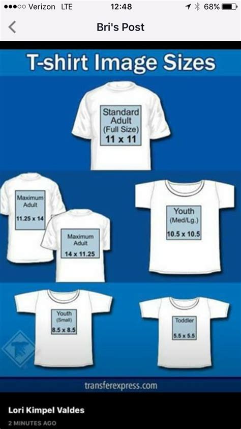 Placement T Shirt Design Size Chart