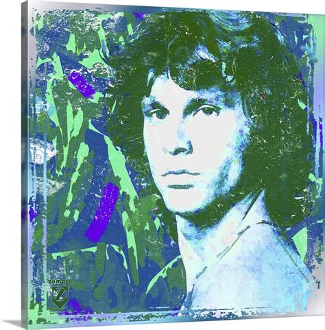 Jim Morrison Blue And Green Splatters Wall Art Canvas Prints Framed
