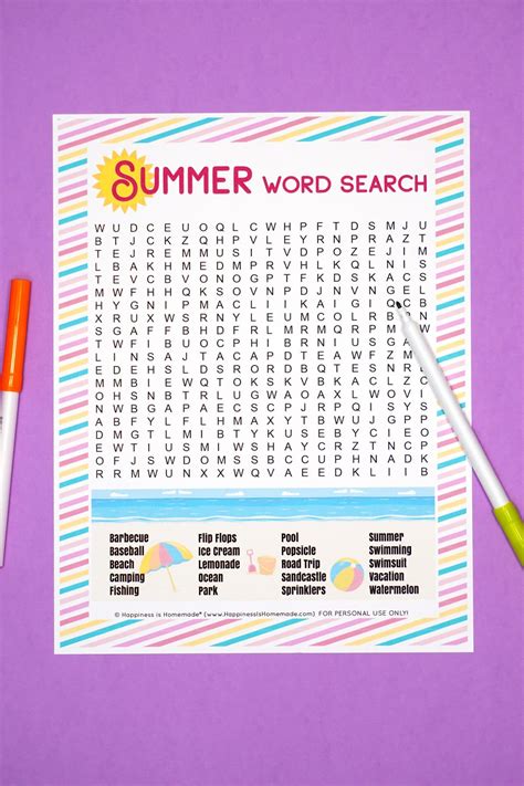 Free Printable Word Search Summer