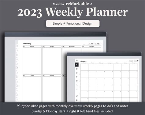 2023 Planner For Remarkable 2 Dated E Ink Planner Monthly Etsy