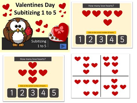 Valentines Day Subitizing Numbers 1 To 5 Teaching Resources