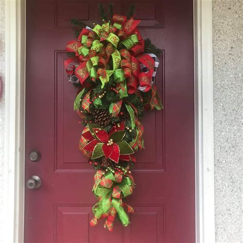 Christmas Swag Christmas Outdoor Christmas Wreath Front Etsy