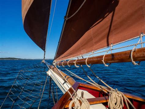 Billowing Sails Against A Blue Sky Stock Image Image Of Wooden