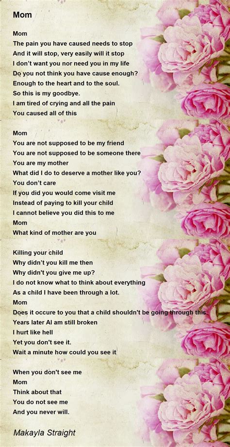 Mom Mom Poem By Makayla Straight