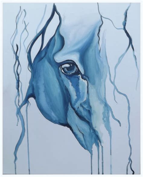 Blue Abstract Horse Eye Portrait In A Water Colour Style