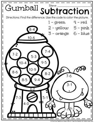 You'll get some great subtraction and coloring practice while you're at it. Subtraction Worksheets - Planning Playtime