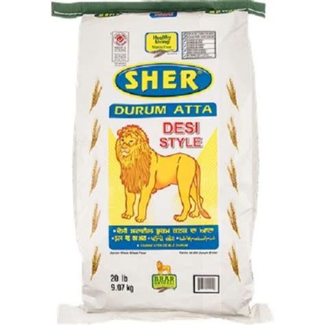 Sher Flour Durum Atta Desi Style 20lb Welcome