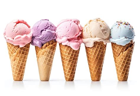 Premium Ai Image Various Of Ice Cream Flavor In Cones Blueberry