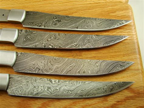 Set Of 4 Custom Steak Knife Damascus Blank Knifemakin G Fillet Ck10set