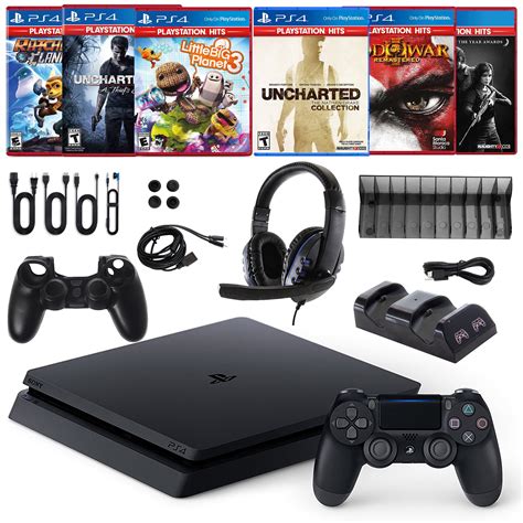 PS4 Slim 1TB Console With 6 Games And Accessories Kit Walmart Com