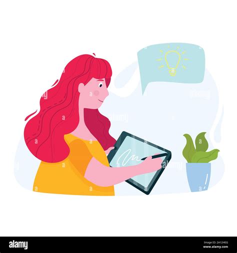 Lady Using Technology Stock Vector Images Alamy