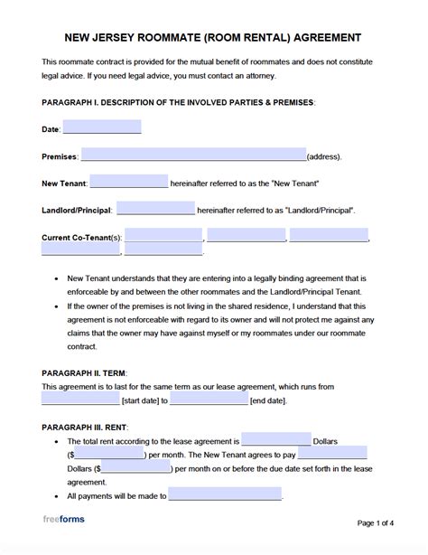 Free Apartment Lease Form Nj Printable Printable Forms Free Online