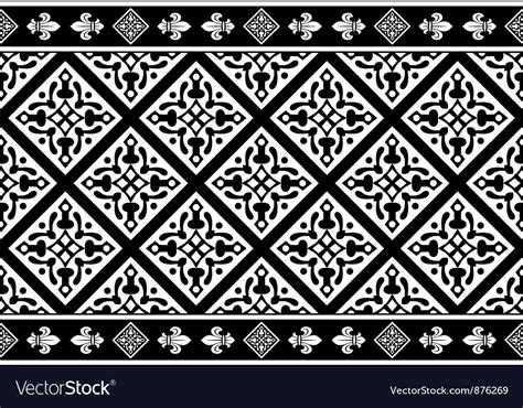 Seamless Black And White Gothic Floral Texture Vector Image