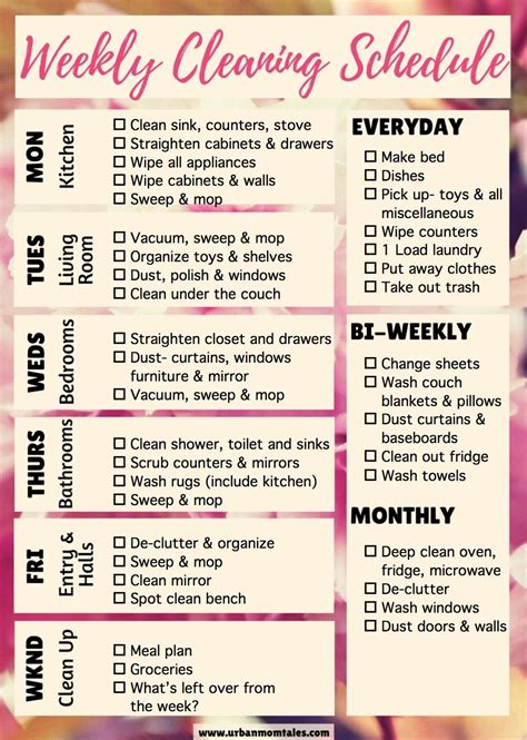 Weekly Home Cleaning Schedule Template Weekly Cleaning Schedule Pdf